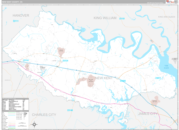 New Kent County, VA Wall Map